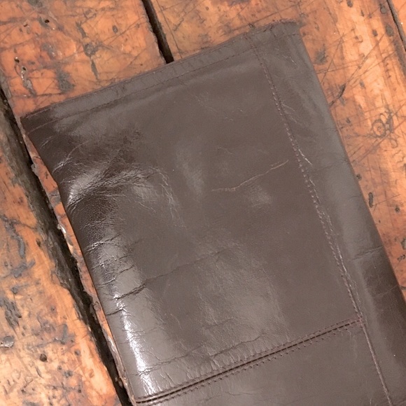 Vintage 1970’s / brown leather envelope clutch - Picture 5 of 8